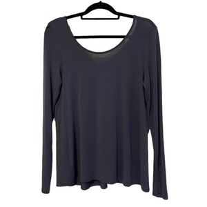 Prana Scoop Neck Blue Sleeve Sleeve‎ Top Small